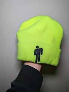 Gorro Billie Eilish Pestañas Música Verde Neón Bordado Logo - Imagen 1 de 2