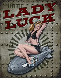 Lady Luck On Bomb Metal Sign Reproduction 32cm x 41cm - Picture 1 of 1