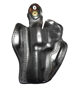 Black Leather Belt Gun Holster DeSantis I 4,  Left Handed, Used - Picture 1 of 5