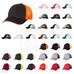 Valucap Mens Sandwich Trucker Cap Stractured Mid-Profile 6-Panel Hat - S102 - Picture 1 of 32