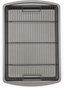 Goodcook 15” x 10,5” Antihaftbeschichtete Kohlenstoffstahl Backform & erhöhtes Drahtgestell – Pizza - Bild 1 von 12