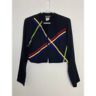 Marshall Rousso Blazer Womens 10 Cropped Vintage Open Front Multicolor Striped