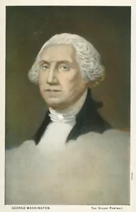 George Washington The Stuart Portrait Linen Post Card 39182 3.5" x 5.5" c1920s - Picture 1 of 2