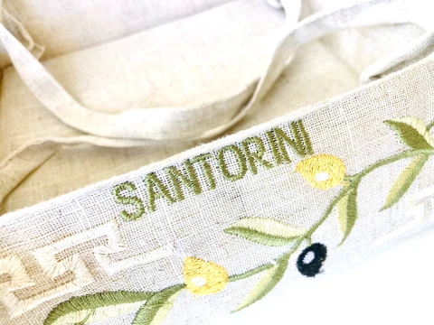 Santorini Italy Bread Basket Olive Branch Cloth Picnic Mediterranean Kitchen EU Cover