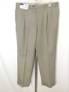 Ralph Lauren Dress Slacks Pants Men's 36x30 Tan Blue Pleated Cuffed Vintage NWT - Picture 1 of 11