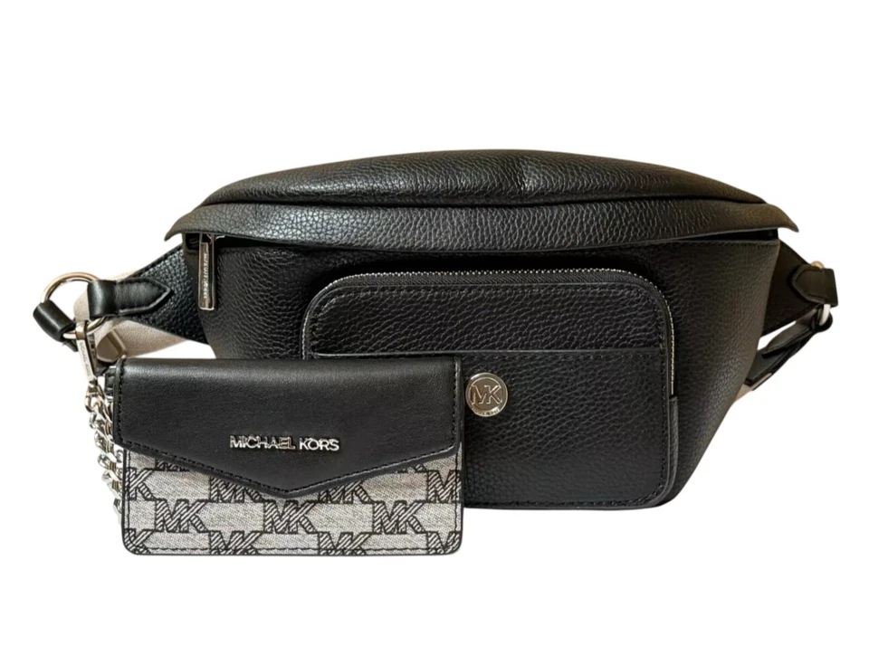 Michael Kors Maisie Large Pebbled Leather 2-in-1 Sling Pack Black Rtail