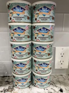 Lot of 10 Cans Blue Diamond Almonds Peppermint Cocoa Best By 7/2025 6 oz Each - Picture 1 of 3