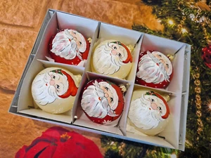 Hand Painted Glass Baubles 6 in pack Christmas Tree Decorations 80 mm 8cm - Picture 1 of 8