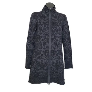 Skyr Pullover Mantel Jacke Damen Small Schwarz Grau Nordic 2 Wege Reißverschluss - Bild 1 von 5