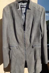 Gerry Weber lange Lederjacke (Velour) , grau, Gr. 38/40, Maße, neuwertig - Bild 1 von 8