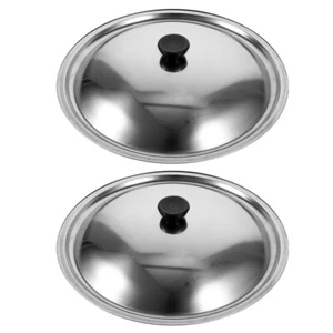 2 Pcs Metal Vegetable Cover Stainless Cooking Pan Lid Skillet Saucepan - Picture 1 of 12