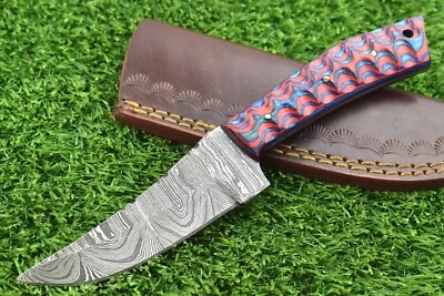 Cuchillo desollador escala mango forjado acero Damasco con funda de cuero -5485 Foto 1 de 4