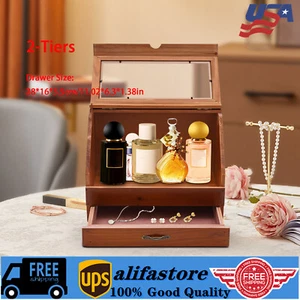 Parfüm Organizer Holz Schmuck Aufbewahrungsbox Parfüm Display Ständer mit Schublade - Bild 1 von 15