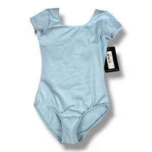 Body Bloch Dance Girls Dujour Microlux manica corta blu pastello taglia 4-6 nuovo con etichette - Foto 1 di 3