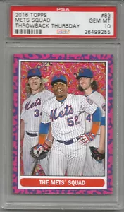 2016 Topps METS Squad Throwback Thursday Cespedes/ Syndergaard/ deGrom PSA 10 - Picture 1 of 2