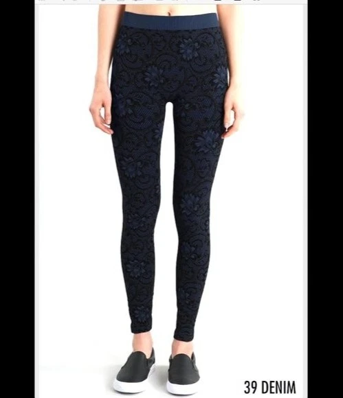 Nuevas Leggings Azules Florales Diseñador Zaccardi Suaves y Cómodas Foto 1 de 1