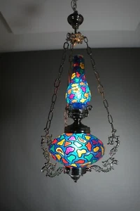 Vintage Retro Multicolor hand-made Persian Tiffany Style Globe electric Lamp - Picture 1 of 14