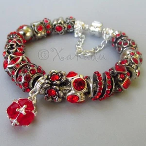 Original Sterling Pandora Armband Europäischer Rubin Rot Juli Geburtsstein Strass - Bild 1 von 7