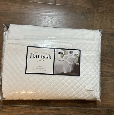 Nuevo Charter Club Damasco Blanco Acolchado Doble Cobertor y Juego de 2 piezas Foto 1 de 3