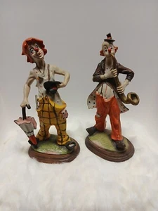 Menge 2 Vintage 1980 ' Pucci Arnart Hobo Clown Figur 12" Figur Statue (A) - Bild 1 von 8