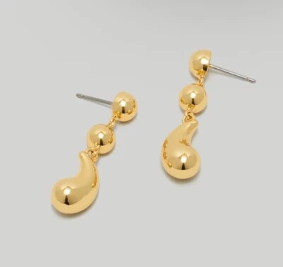 NUEVO CON ETIQUETAS $34 Pendientes de lágrima hinchados Madewell latón pulido chapado en oro Foto 1 de 4