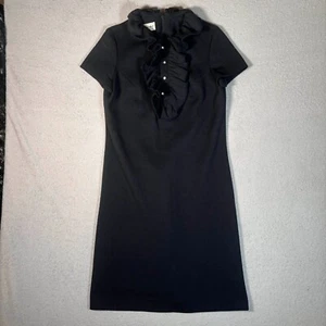 Vintage Alison Ayres Original S/M Damen Schwarz Kurz Kleid Rüschen Ausschnitt Mod/Gogo - Bild 1 von 11