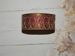 40mm wine gold bronze metallic embroidered ribbon applique indian - Picture 1 of 1
