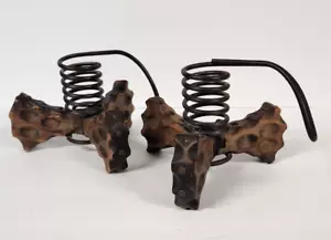 Vintage Brutalist Candle Holder Wood/Metal Made In Spain Gothic - Picture 1 of 15