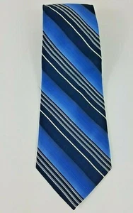 Campia Moda 100% silk hand made men's necktie, tie 60"x4" blue striped - Picture 1 of 3