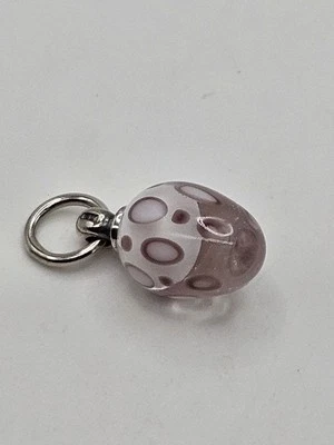Autêntico Trollbeads Festivo Ponto Rosa Borla Contas de Vidro Ovo Prata Esterlina - Imagem 1 de 4