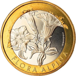 SWITZERLAND BIMETALLIC 10 FRANCS COIN 2017 ALPINE GENTIAN UNC - Picture 1 of 2