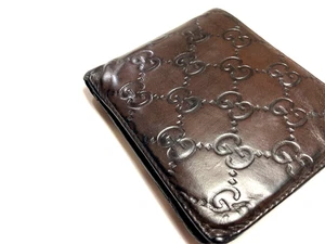 GUCCI VINTAGE GUCCISSIMA GG MONOGRAM LEATHER WALLET BIFOLD COIN ITALY BROWN - Bild 1 von 24