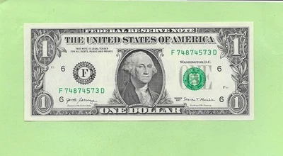 2017 ..UNCIRC $1  F 7487 4573 D .... 2017 $1 F-D     NICE NOTE     FRN - Image 1 of 2