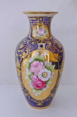 Noritake Richly Gilded Cobalt HP Floral Vase - image 1 of 4