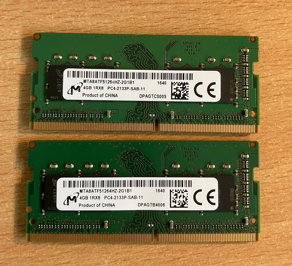 8GB 2X4GB PC4-17000 PC4 2133P DDR4 1RX8 2133MHz 260pin Laptop Memory Micron - Image 1 of 1