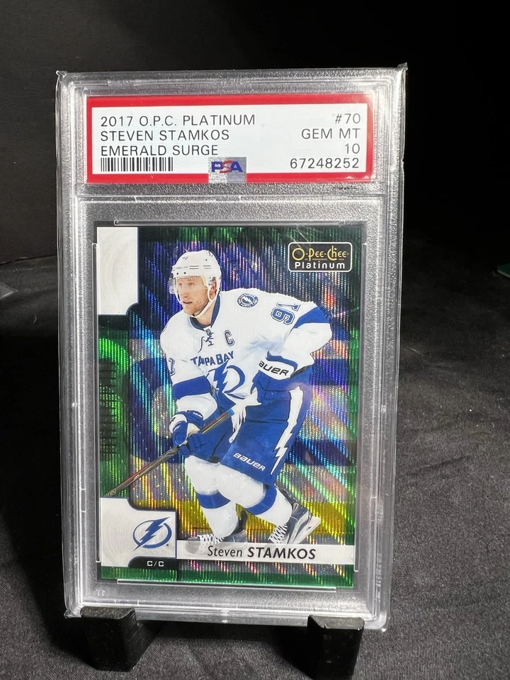 2017-18 Upper Deck OPC platinum Steven Stamkos Emerald Surge PSA 10 - Image 1 of 2