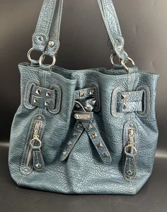 Borsa a mano vintage blu ardesia di Kathy VanZeeland tracolla doppio manico - Foto 1 di 16