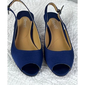 NWOT J. Renee Women's Size 9M Blue Sling Back Satin Heel Prom Wedding Formal - Picture 1 of 11