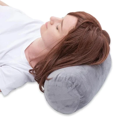 Almohada Cilindro Redondo con Cubierta de Terciopelo Extraíble, Tubo Rollo Gris Foto 1 de 2