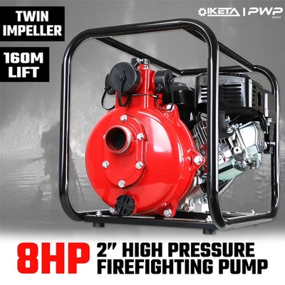 2" Petrol High Pressure Water Pump 8HP Fire Fighting Twin Impeller Irrigation - image 1 of 4