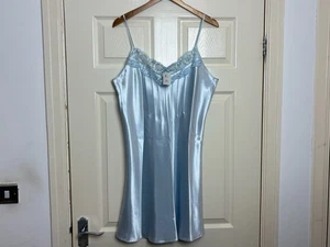 Bhs Satin baby blue Slip chemise Satin Lace Nightdress Satin Slip slip 16 BNWT - Picture 1 of 7