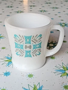Vintage MCM Atomic Blue Heaven Anchor Hocking Fire King Milchglas Becher - Bild 1 von 10