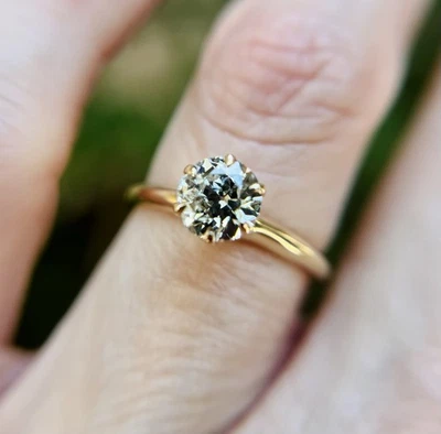 Edwardian ~.80 Carat European Cut Diamond Solitaire Engagement Ring 14K Sz 6.25 - Image 1 of 4