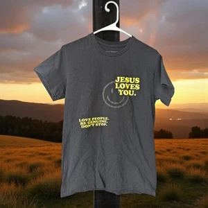 Jesus Loves You JLY S schwarz christliche Grafik T-Shirt - Gott Smiley Glaube Kirche Herr - Bild 1 von 4