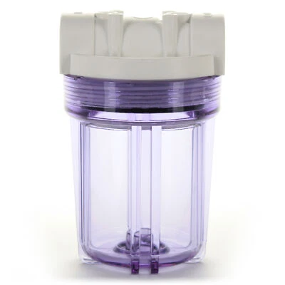 Hydronix 5" Clear Housing w/ White Rib Cap, RO & Filtration Systems, 1/2" Ports - Image 1 of 2