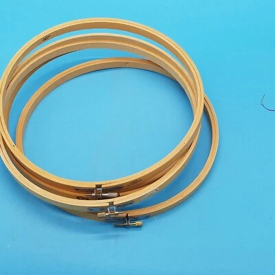 Lot of 4 Wooden Cross Stitch Embroidery Hoops 10" - Image 1 of 4