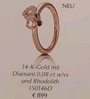 NEU 59 PANDORA 150146D RING HERZ DIAMANT 0,08ct 585 14K GOLD - Bild 1 von 4
