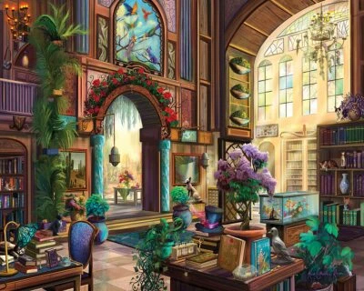 White Mountain Puzzles Botanical Library - 1000 Piece Jigsaw Puzzle - Image 1 of 4