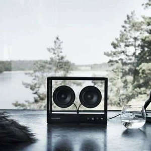 TRANSPARENTE Pequeño altavoz transparente Negro Bluetooth Panel de vidrio TPS-04 JAPÓN - Imagen 1 de 12