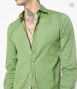 Supercool Green Shirt!_Dsquared Fall 2021 Green Cotton Shirt 44 XS - Picture 1 of 14
